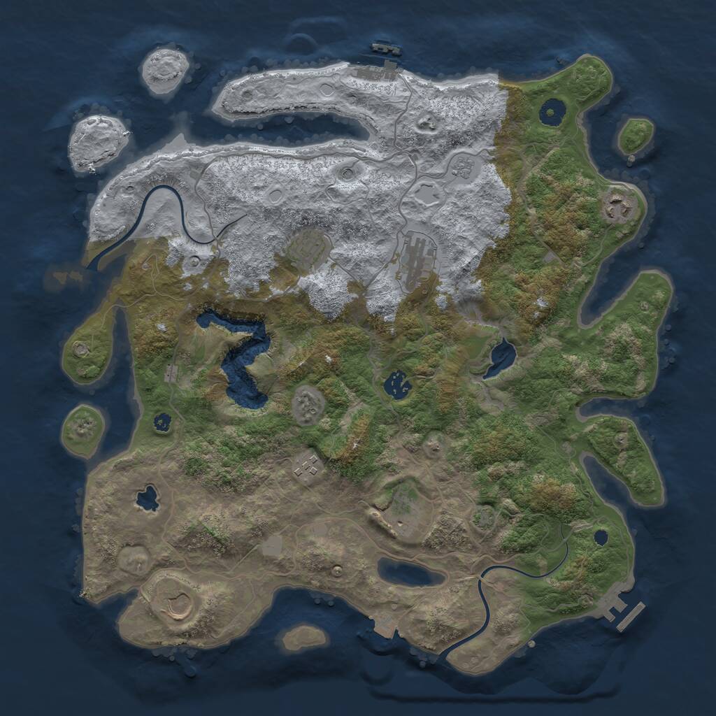 Rust Map: Procedural Map, Size: 4000, Seed: 20853892, 13 Monuments
