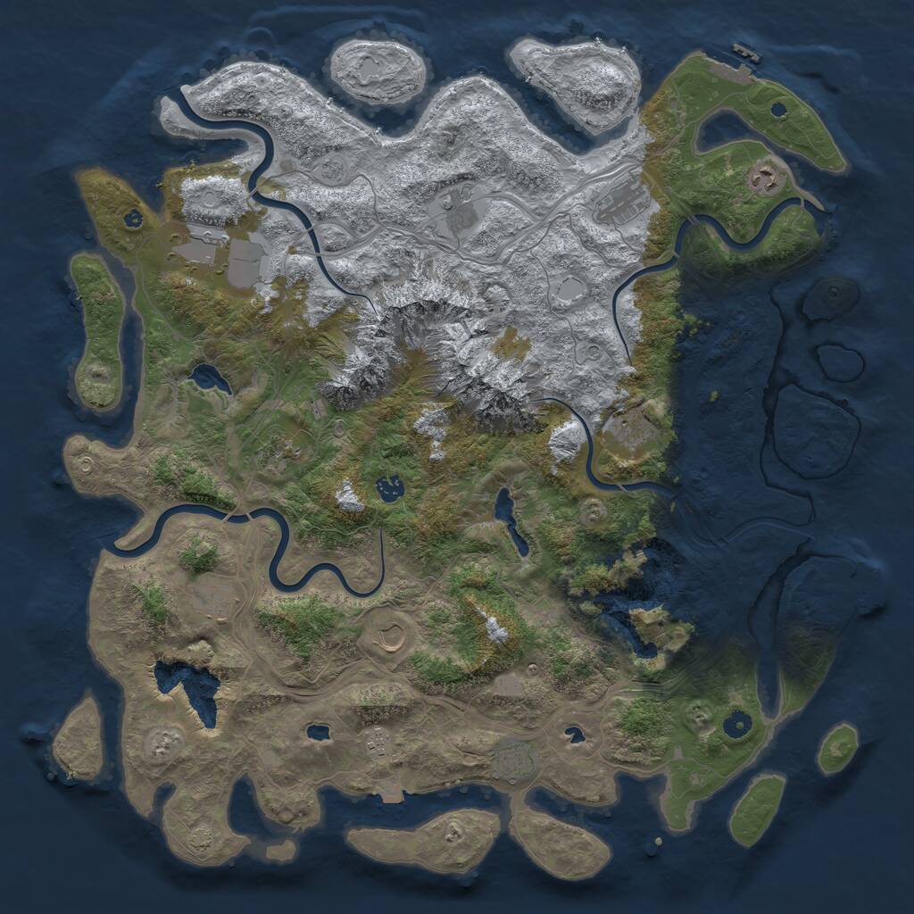 Rust Map: Procedural Map, Size: 5000, Seed: 3837472, 17 Monuments