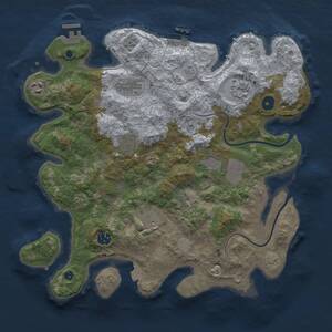 Thumbnail Rust Map: Procedural Map, Size: 3700, Seed: 330172439, 14 Monuments
