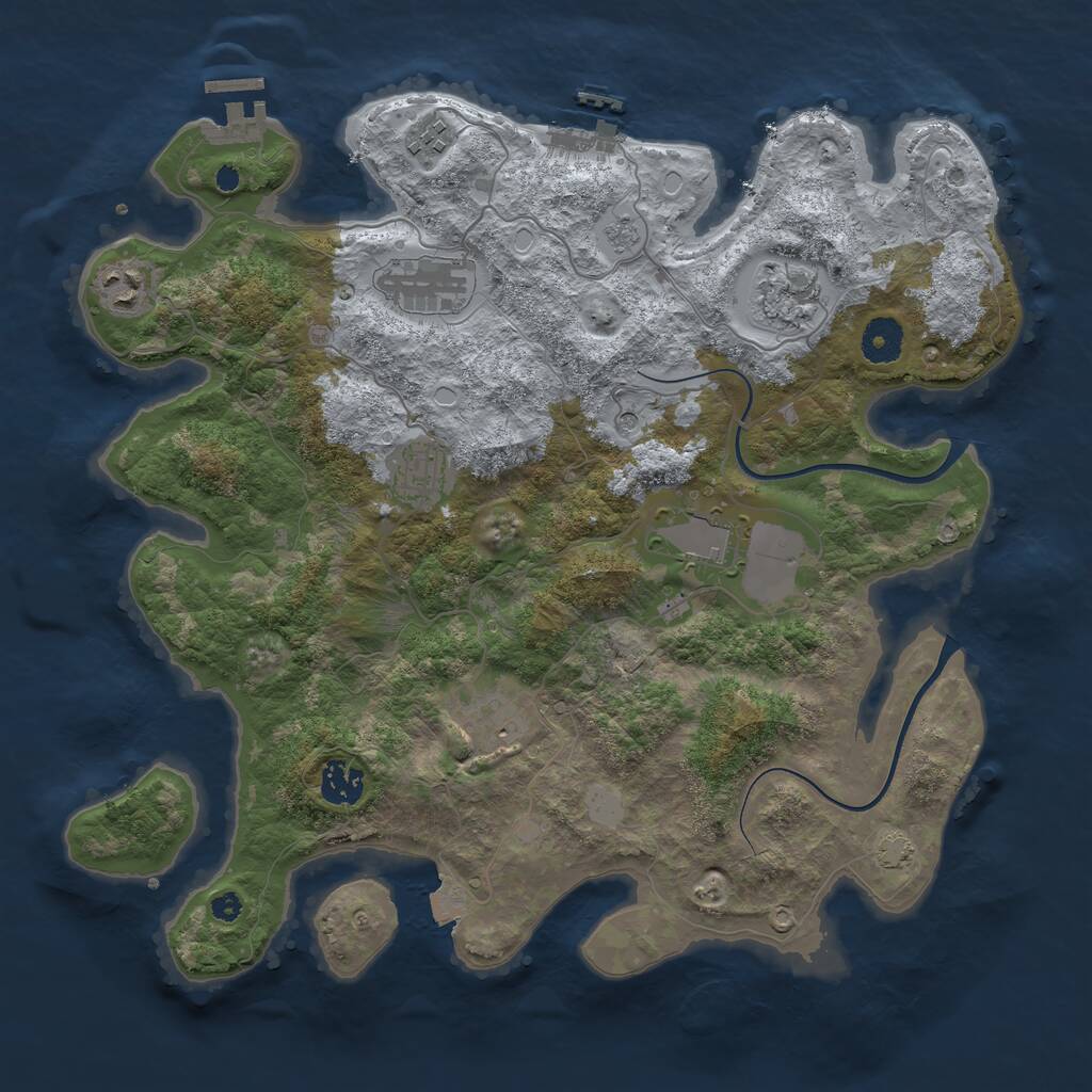 Rust Map: Procedural Map, Size: 3700, Seed: 330172439, 14 Monuments