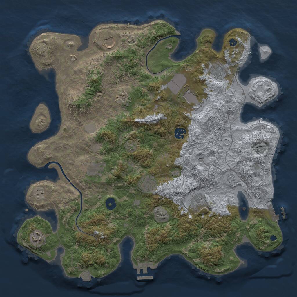 Rust Map: Procedural Map, Size: 3900, Seed: 1423371154, 16 Monuments
