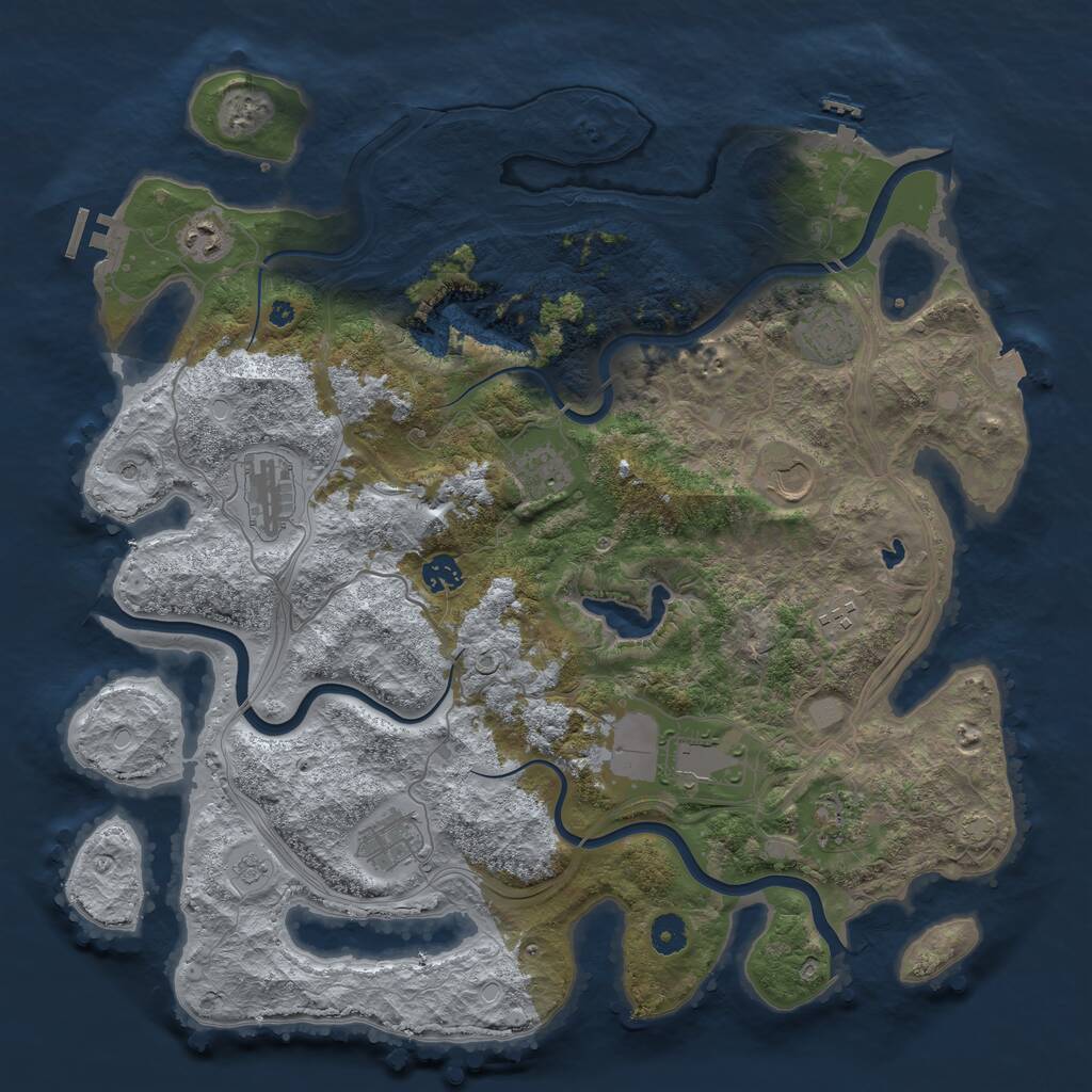 Rust Map: Procedural Map, Size: 4250, Seed: 1464044581, 16 Monuments