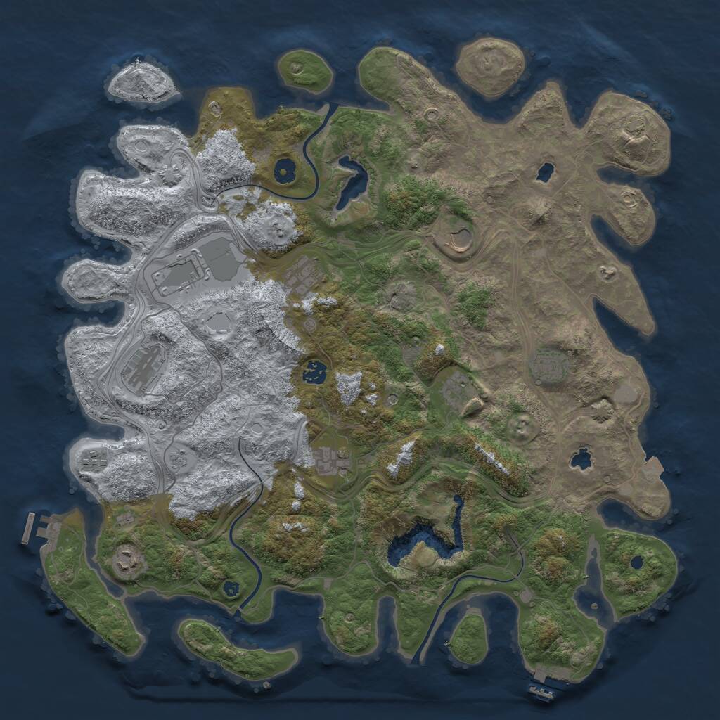 Rust Map: Procedural Map, Size: 4500, Seed: 875466, 16 Monuments