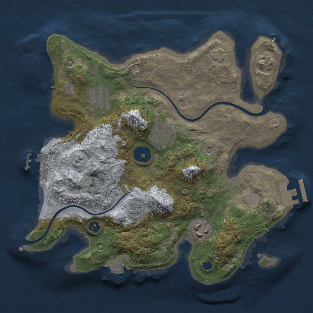 Rust Map: Procedural Map, Size: 2750, Seed: 1301020267, 9 Monuments