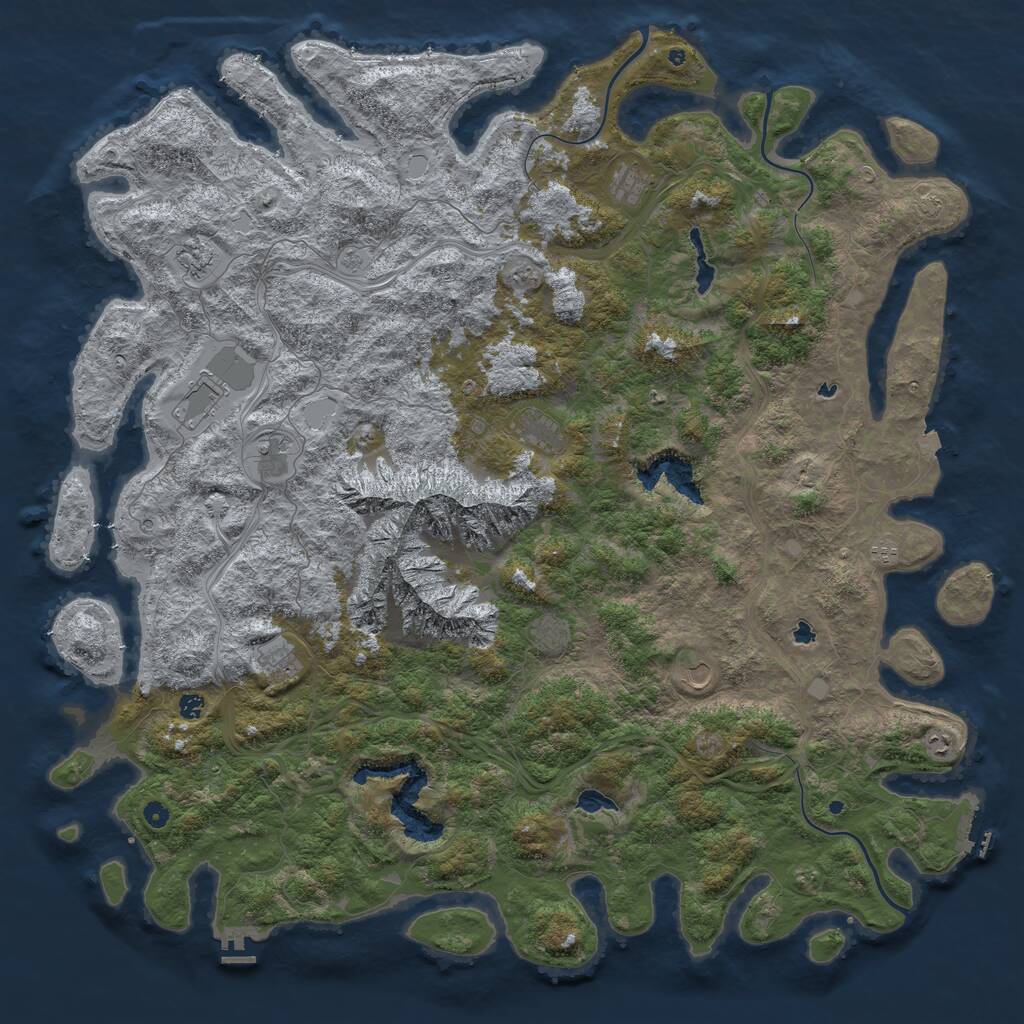 Rust Map: Procedural Map, Size: 6000, Seed: 21000, 17 Monuments
