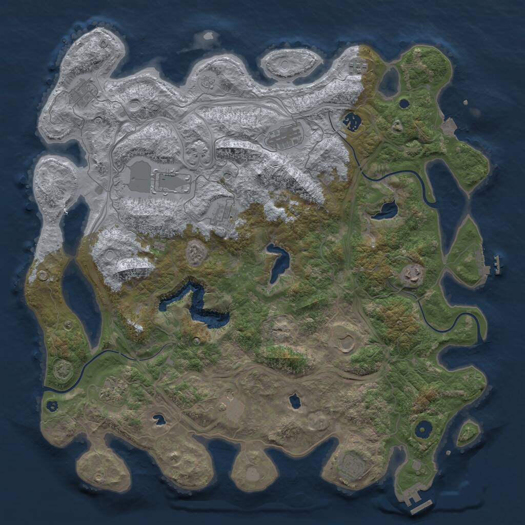 Rust Map: Procedural Map, Size: 4500, Seed: 1914160575, 17 Monuments