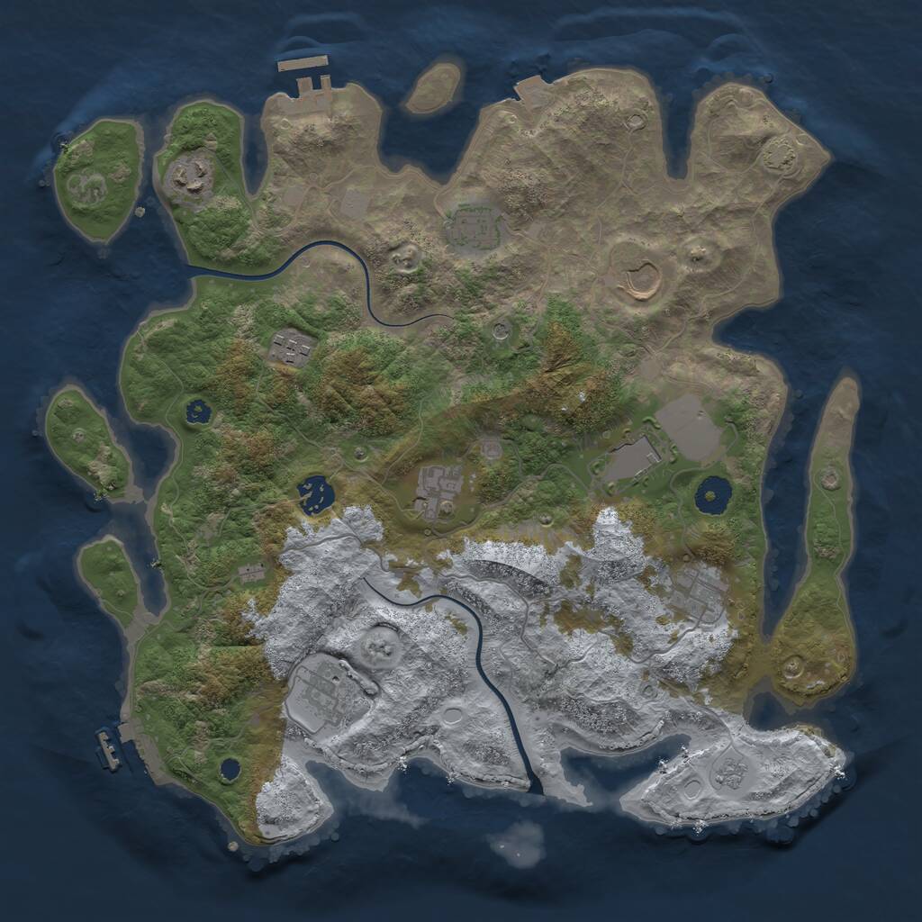 Rust Map: Procedural Map, Size: 3700, Seed: 2561, 15 Monuments