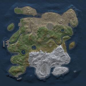 Thumbnail Rust Map: Procedural Map, Size: 3000, Seed: 779308633, 9 Monuments