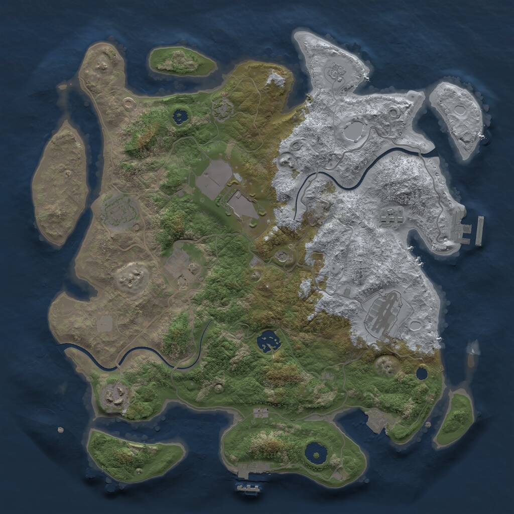 Rust Map: Procedural Map, Size: 3500, Seed: 199452365, 13 Monuments