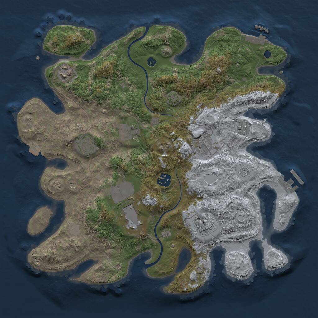Rust Map: Procedural Map, Size: 3500, Seed: 1070299749, 14 Monuments