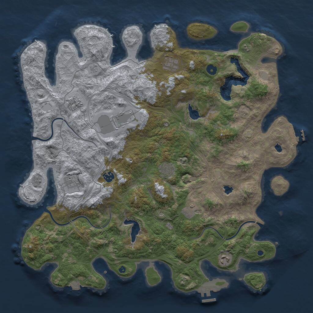 Rust Map: Procedural Map, Size: 4500, Seed: 17393395, 15 Monuments