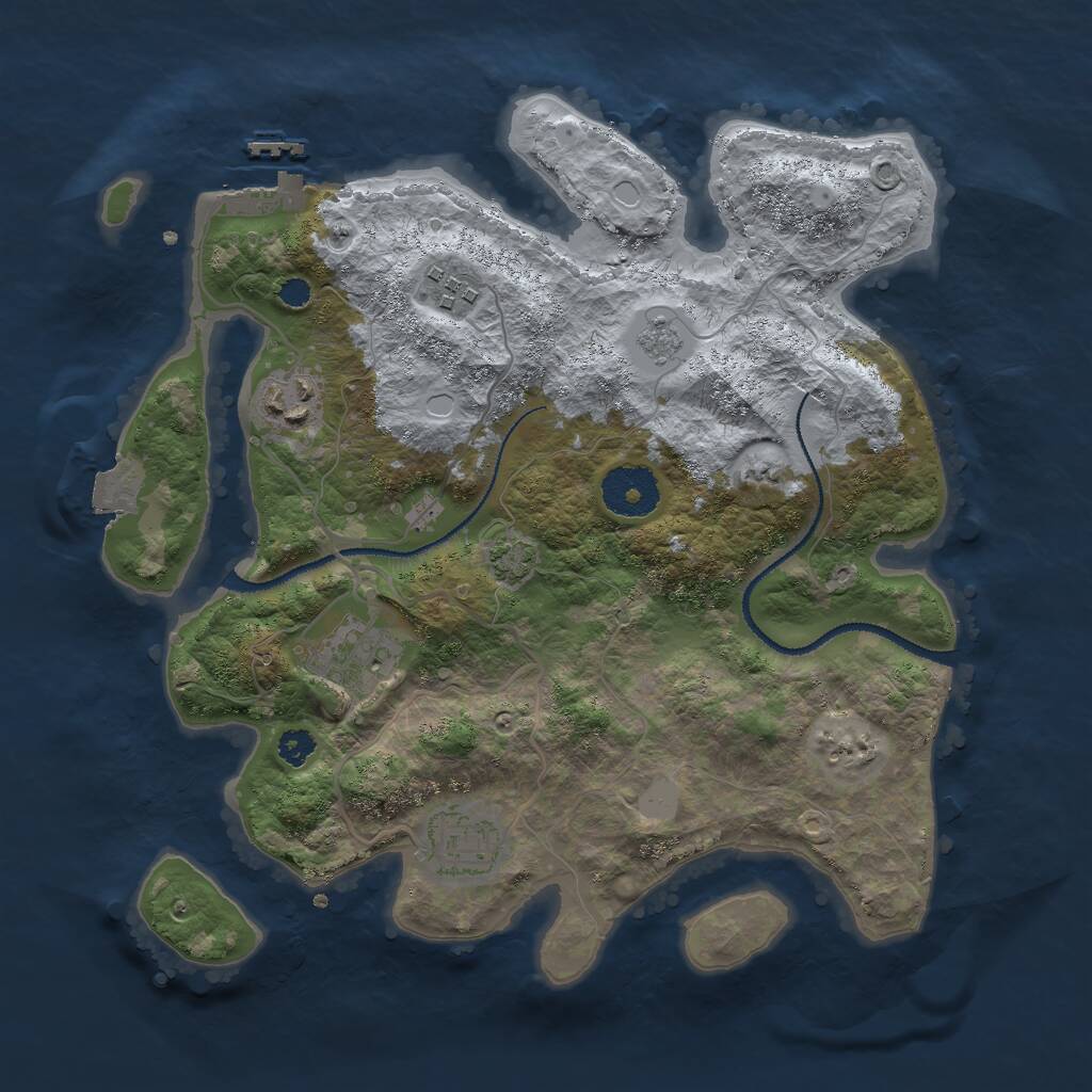 Rust Map: Procedural Map, Size: 3000, Seed: 1566800614, 8 Monuments
