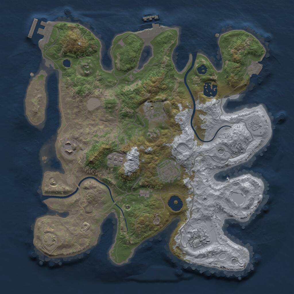 Rust Map: Procedural Map, Size: 3000, Seed: 441880427, 12 Monuments