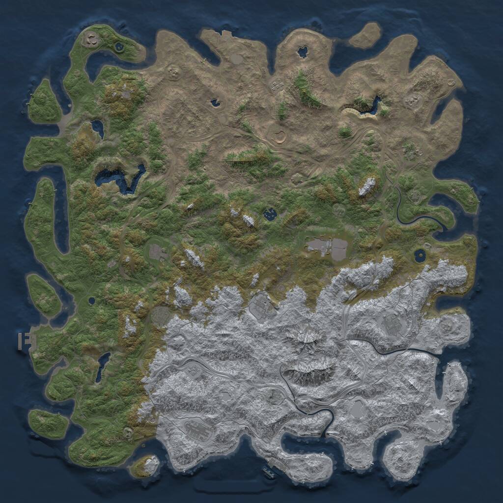 Rust Map: Procedural Map, Size: 6000, Seed: 1241167500, 17 Monuments