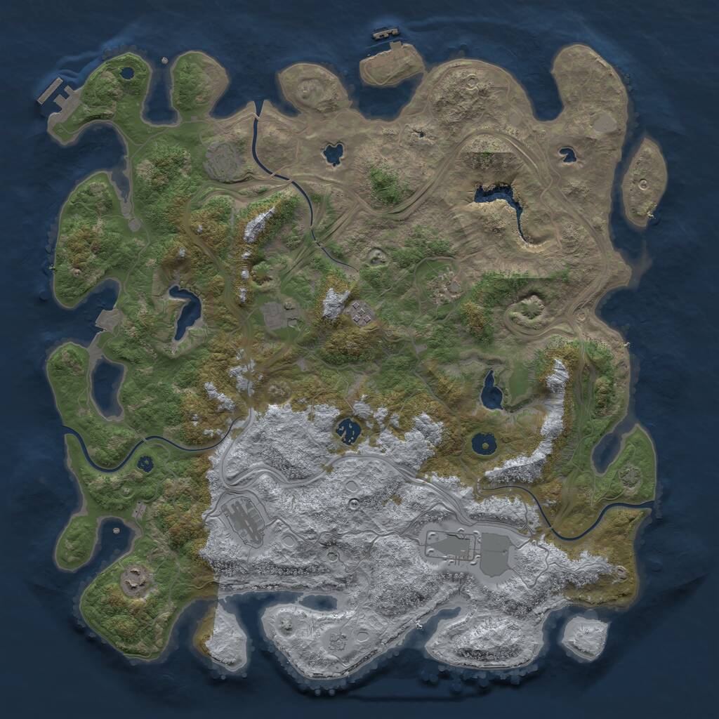 Rust Map: Procedural Map, Size: 4500, Seed: 127864782, 14 Monuments