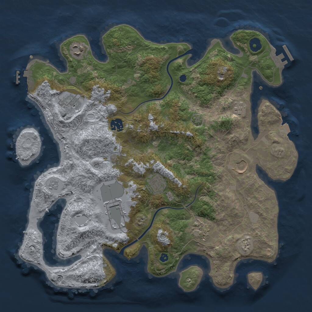 Rust Map: Procedural Map, Size: 3600, Seed: 6325, 14 Monuments