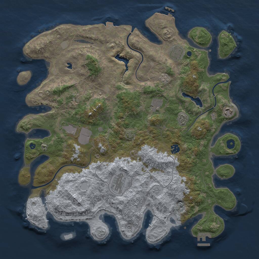 Rust Map: Procedural Map, Size: 4200, Seed: 1189511295, 14 Monuments