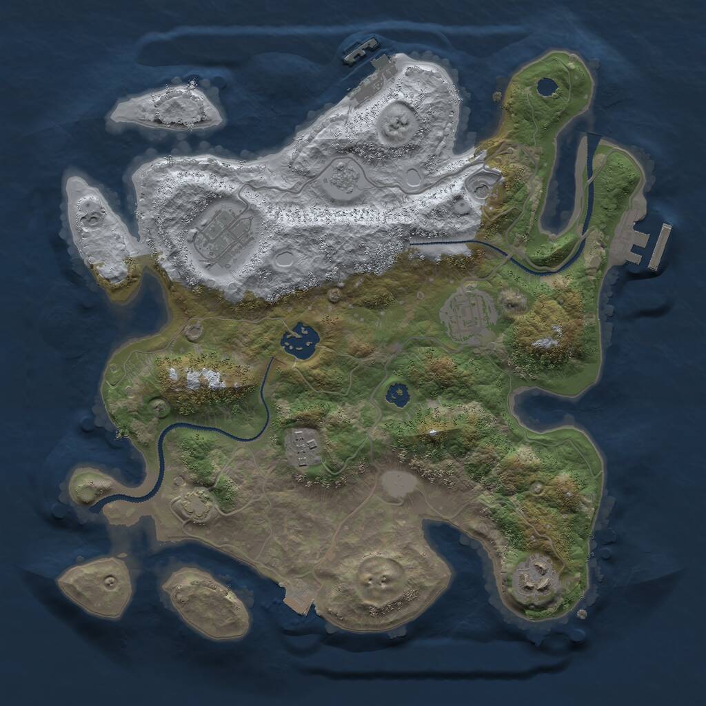 Rust Map: Procedural Map, Size: 3000, Seed: 1275819765, 11 Monuments