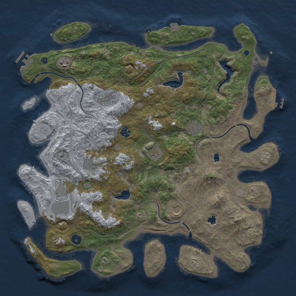 Rust Map: Procedural Map, Size: 4500, Seed: 419073603, 15 Monuments