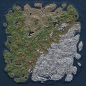 Thumbnail Rust Map: Procedural Map, Size: 6000, Seed: 828363, 17 Monuments