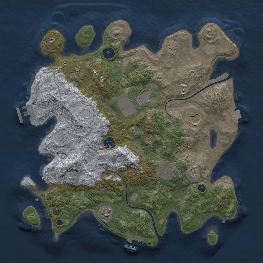 Rust Map: Procedural Map, Size: 3500, Seed: 1820323448, 13 Monuments