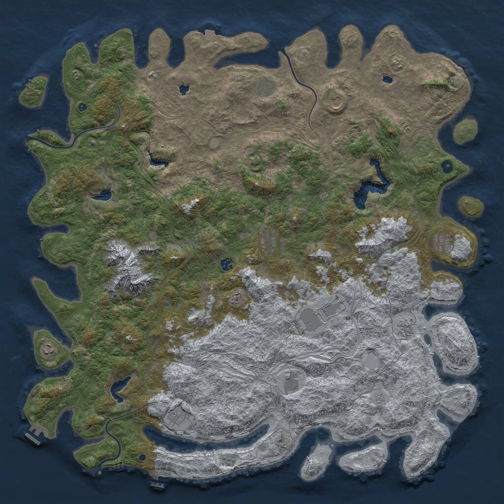 Rust Map: Procedural Map, Size: 6000, Seed: 908869925, 17 Monuments