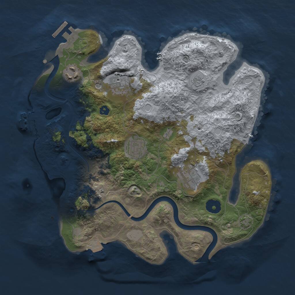 Rust Map: Procedural Map, Size: 3000, Seed: 938423839, 11 Monuments