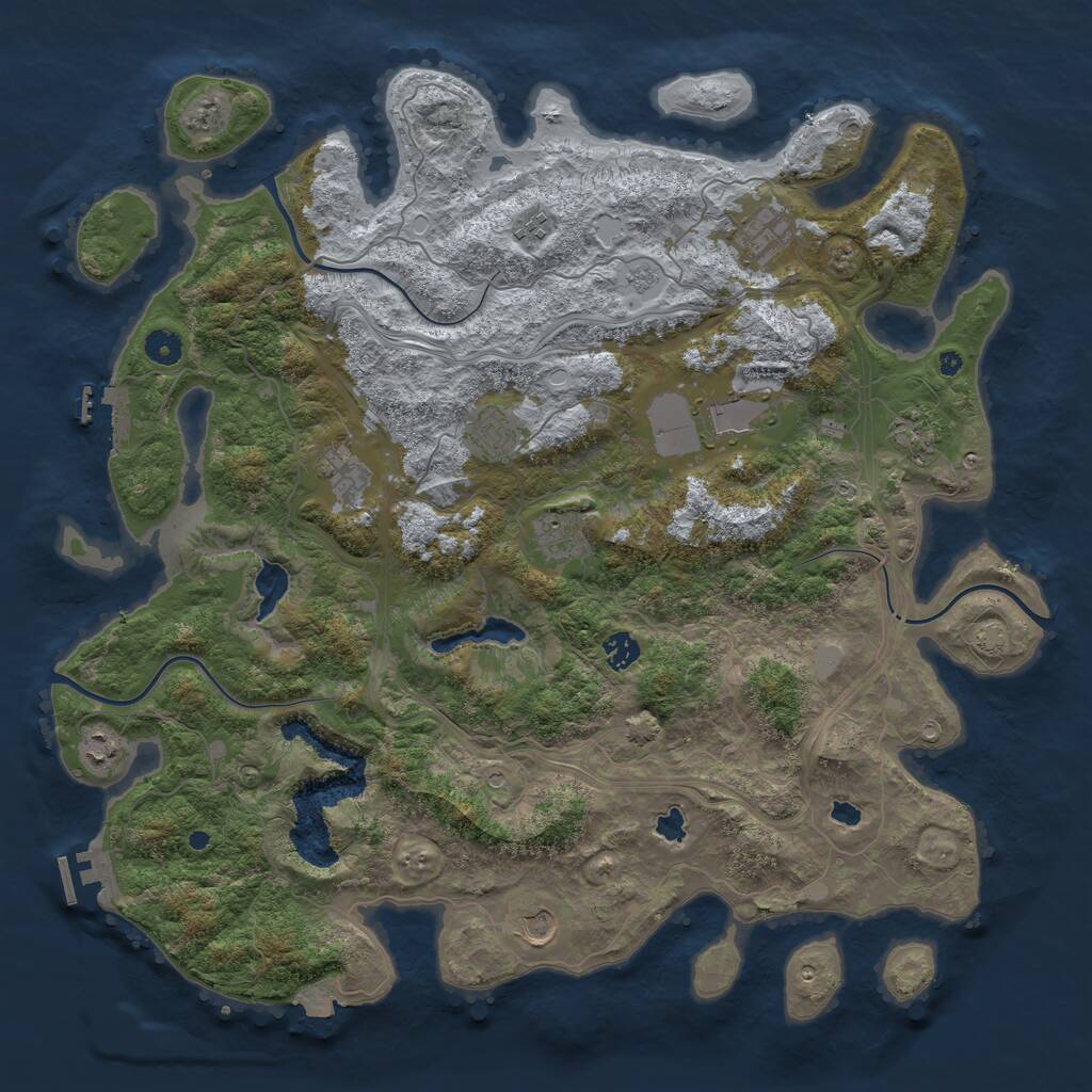 Rust Map: Procedural Map, Size: 4500, Seed: 1911728320, 16 Monuments