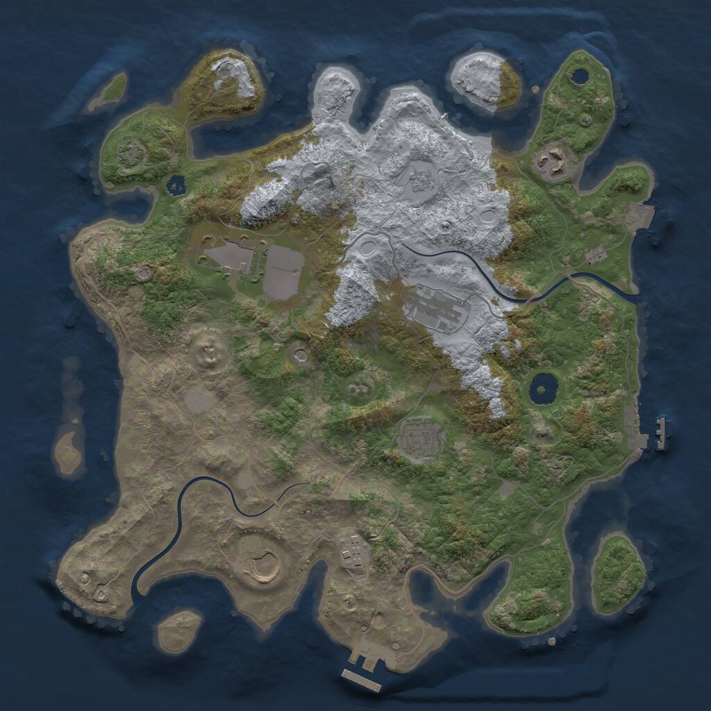 Rust Map: Procedural Map, Size: 3500, Seed: 2652973, 12 Monuments
