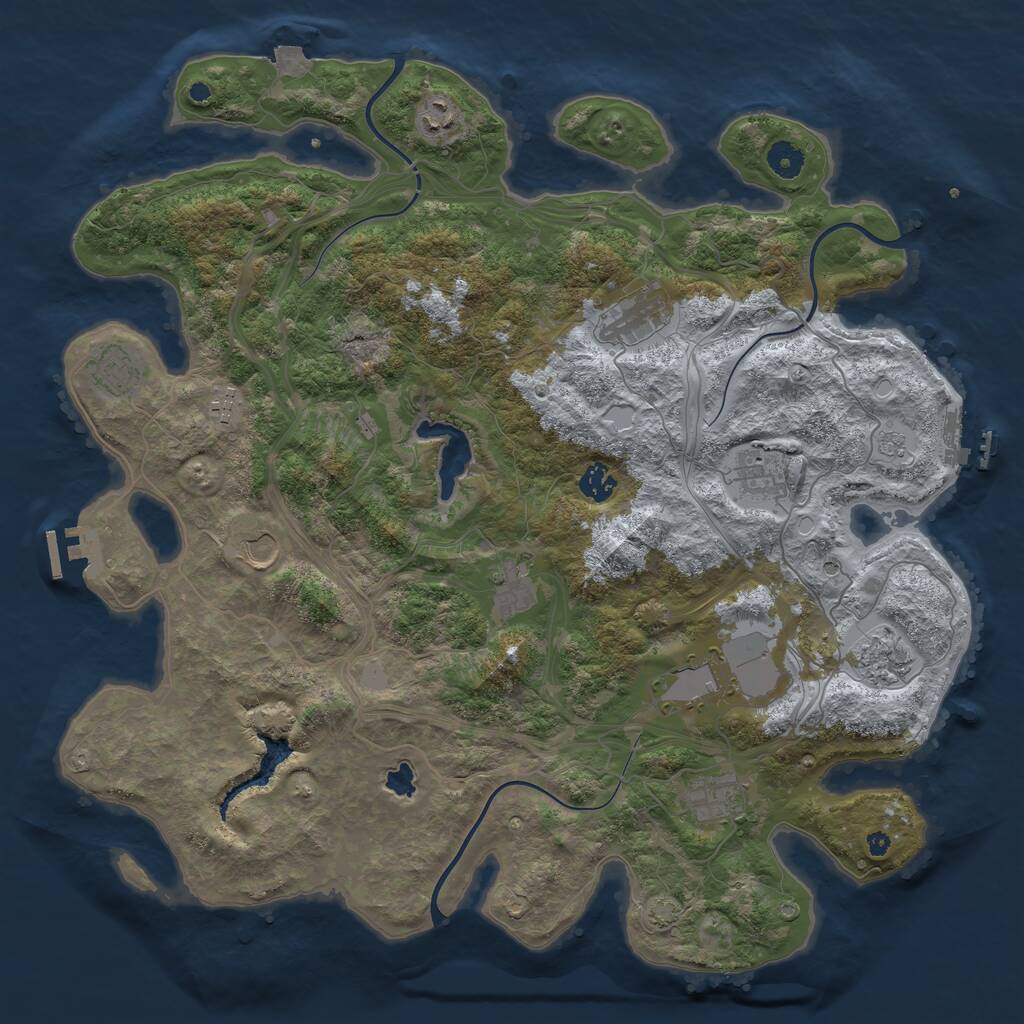 Rust Map: Procedural Map, Size: 4250, Seed: 1724987236, 17 Monuments