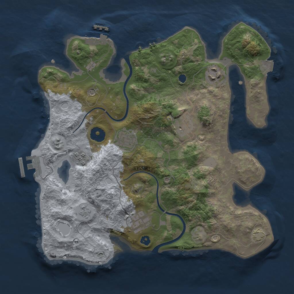 Rust Map: Procedural Map, Size: 3000, Seed: 431973874, 11 Monuments