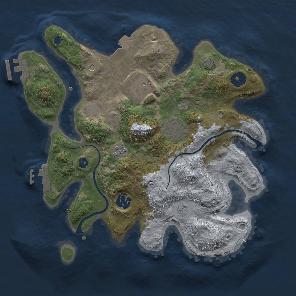 Rust Map: Procedural Map, Size: 3000, Seed: 1949221309, 10 Monuments