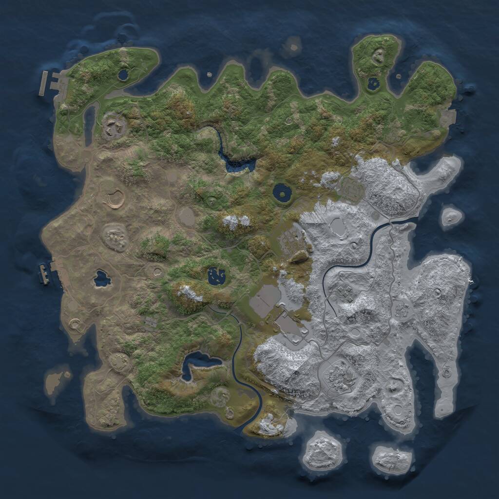 Rust Map: Procedural Map, Size: 4000, Seed: 111925, 14 Monuments