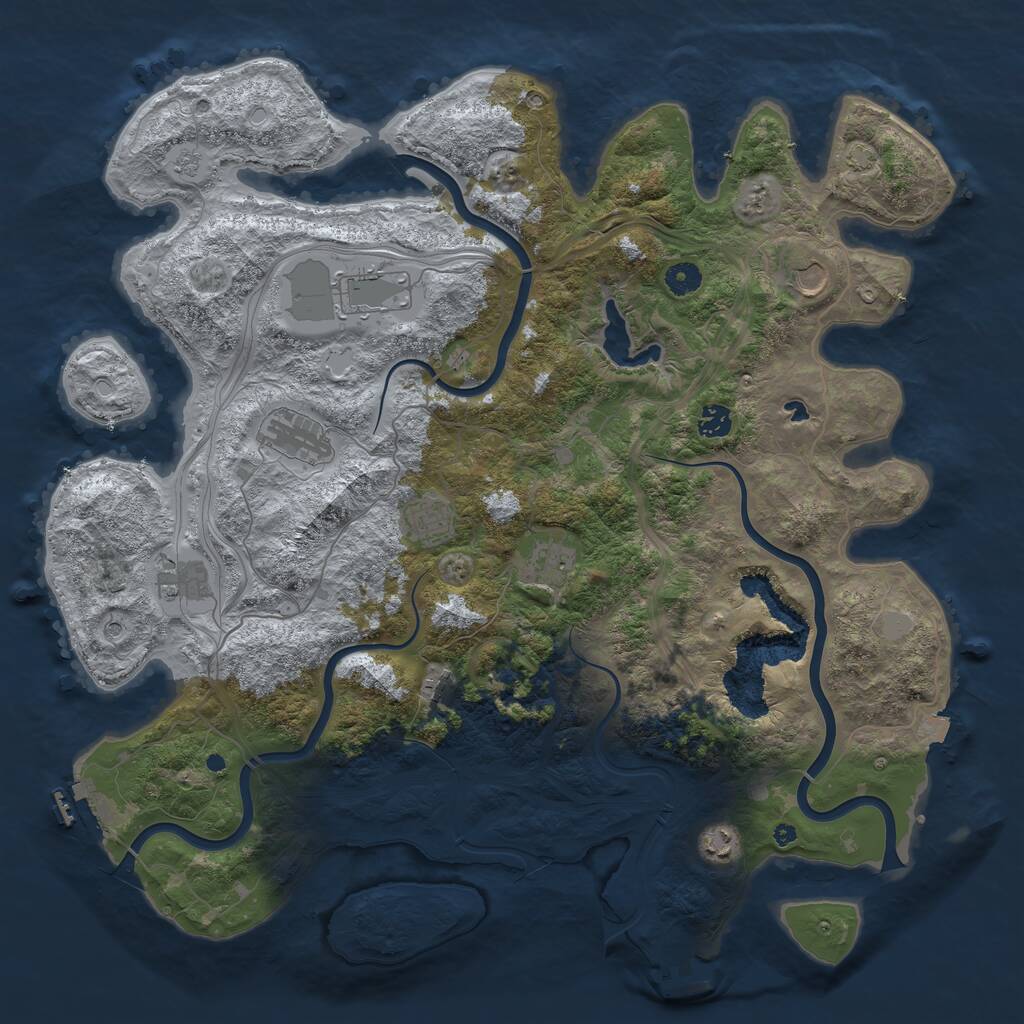 Rust Map: Procedural Map, Size: 4500, Seed: 671535160, 15 Monuments
