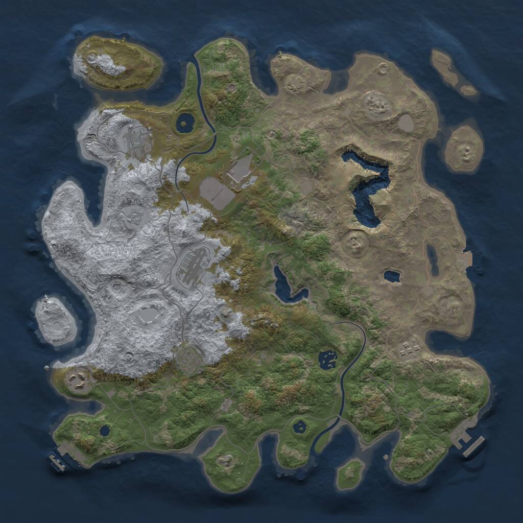Rust Map: Procedural Map, Size: 4000, Seed: 2109466644, 13 Monuments