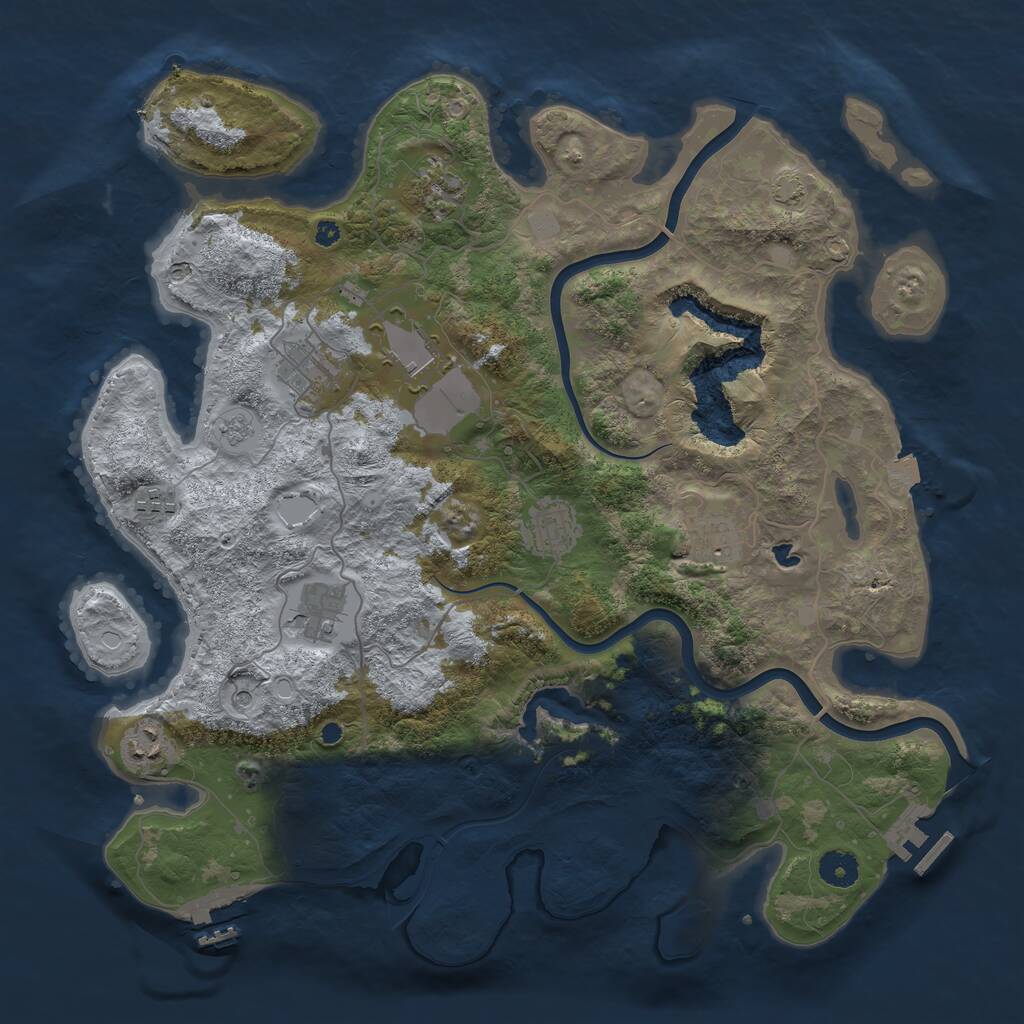 Rust Map: Procedural Map, Size: 4000, Seed: 2109466644, 14 Monuments