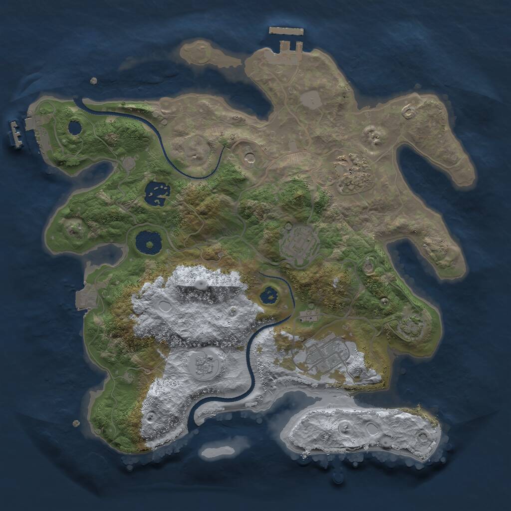Rust Map: Procedural Map, Size: 3000, Seed: 2010010075, 10 Monuments