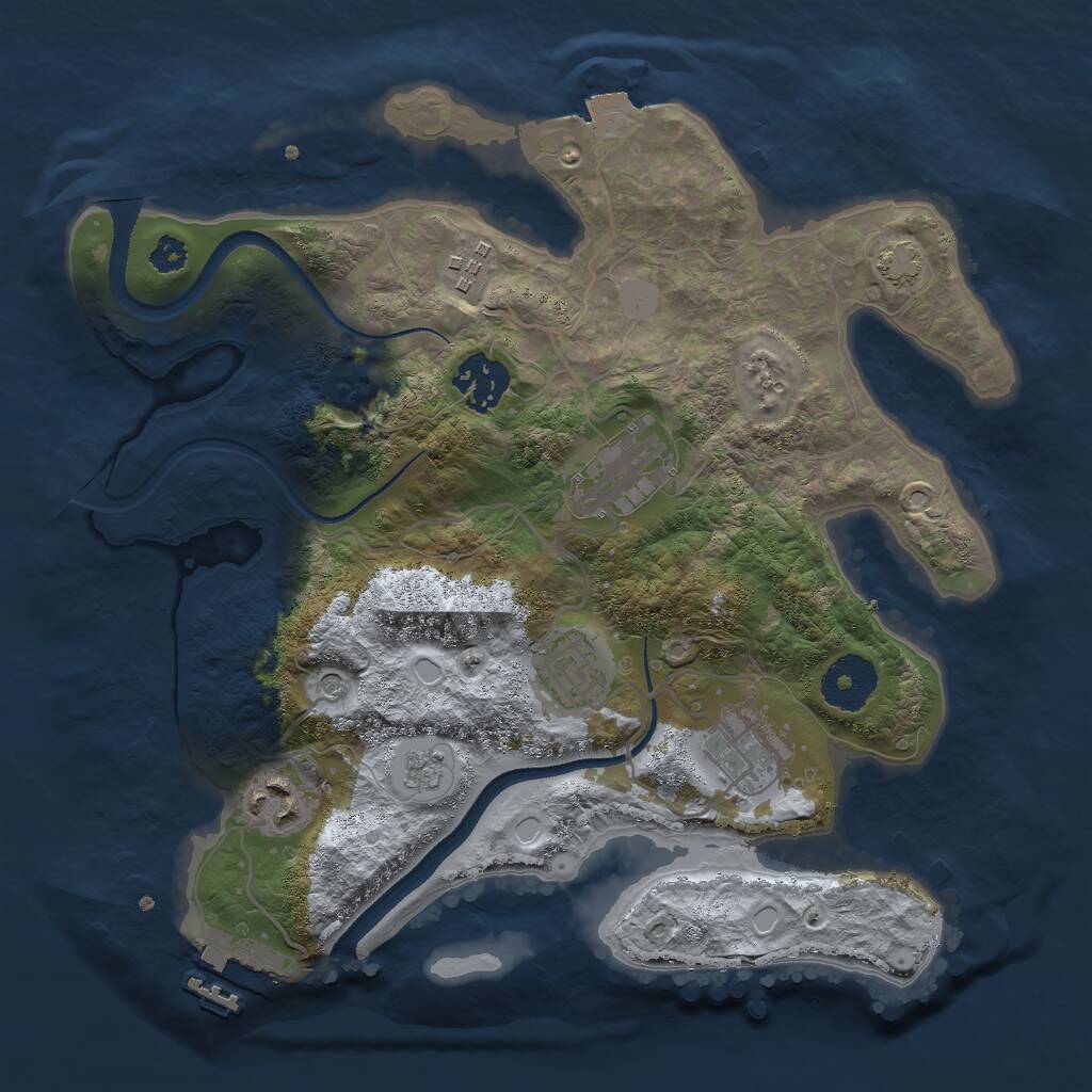 Rust Map: Procedural Map, Size: 3000, Seed: 2010010075, 11 Monuments