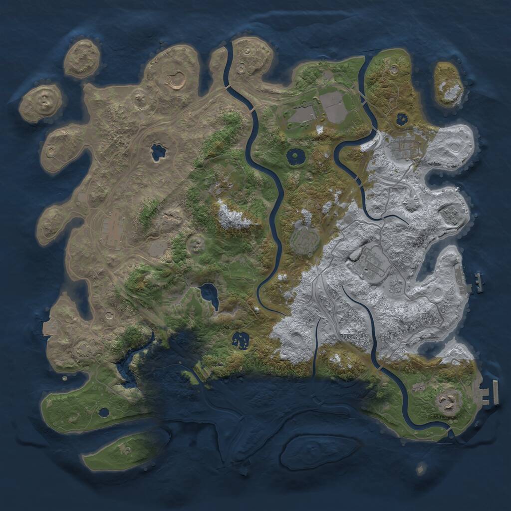 Rust Map: Procedural Map, Size: 4250, Seed: 1123277197, 16 Monuments