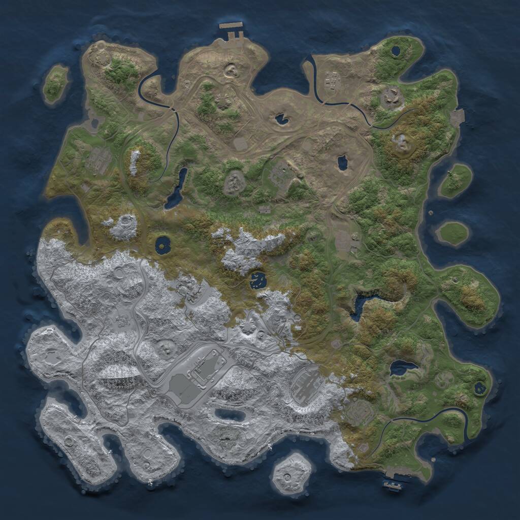 Rust Map: Procedural Map, Size: 4500, Seed: 1317900553, 16 Monuments