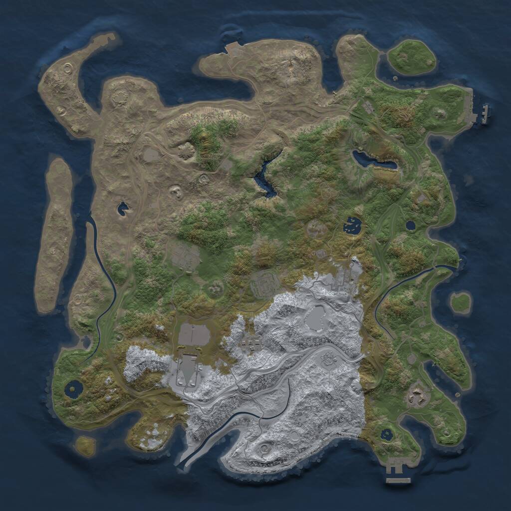 Rust Map: Procedural Map, Size: 4250, Seed: 1470302559, 13 Monuments