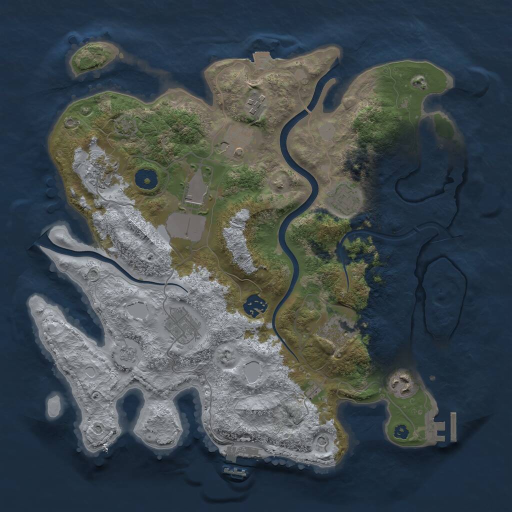 Rust Map: Procedural Map, Size: 3500, Seed: 2050995699, 15 Monuments