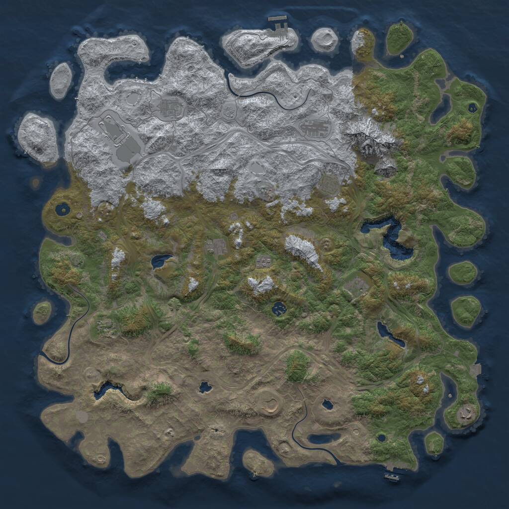 Rust Map: Procedural Map, Size: 5500, Seed: 47289163, 17 Monuments