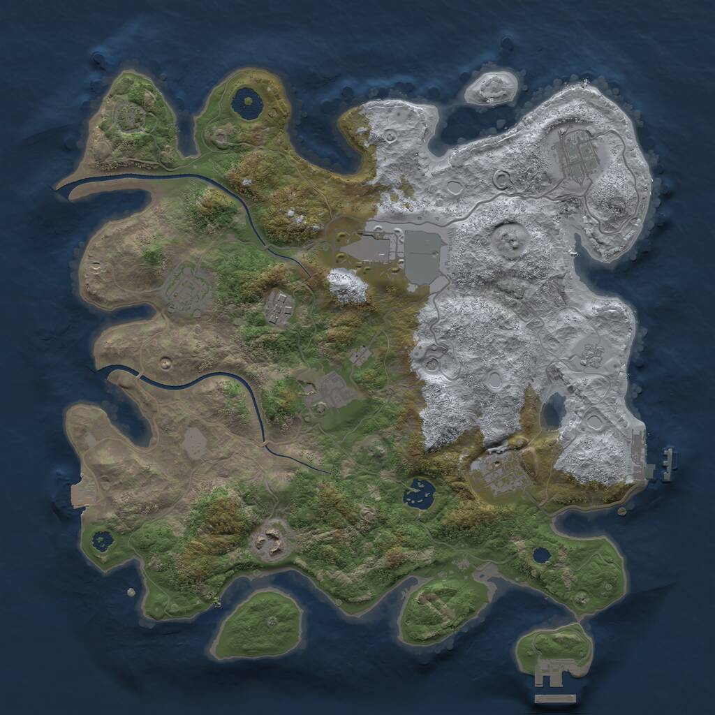 Rust Map: Procedural Map, Size: 3500, Seed: 3427658, 14 Monuments