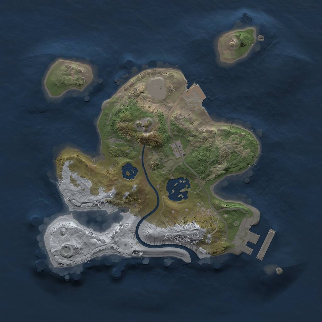 Rust Map: Procedural Map, Size: 2000, Seed: 35663, 3 Monuments