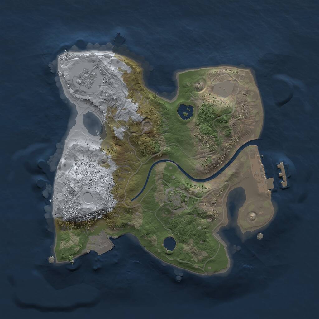 Rust Map: Procedural Map, Size: 2000, Seed: 521929073, 4 Monuments