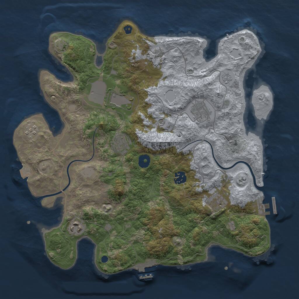 Rust Map: Procedural Map, Size: 3500, Seed: 550693336, 14 Monuments