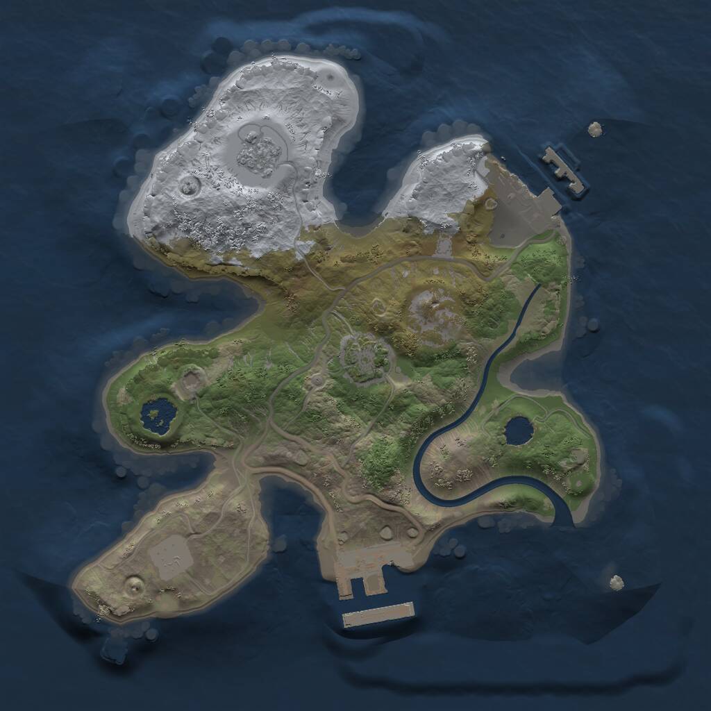 Rust Map: Procedural Map, Size: 2000, Seed: 1864762867, 5 Monuments