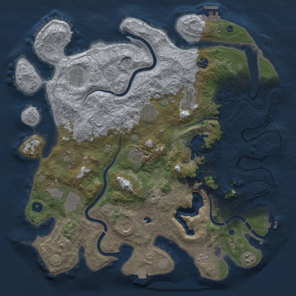 Rust Map: Procedural Map, Size: 4200, Seed: 133268001, 16 Monuments