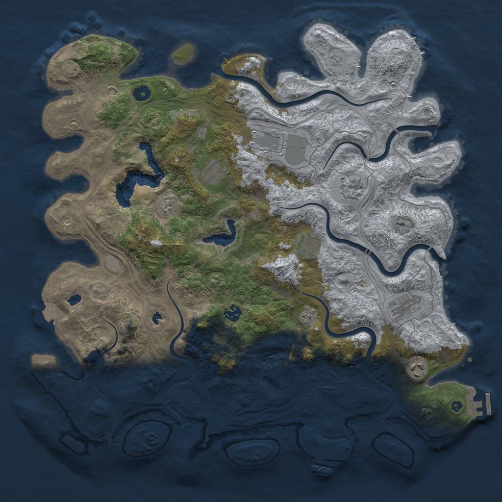 Rust Map: Procedural Map, Size: 4550, Seed: 74154027, 14 Monuments